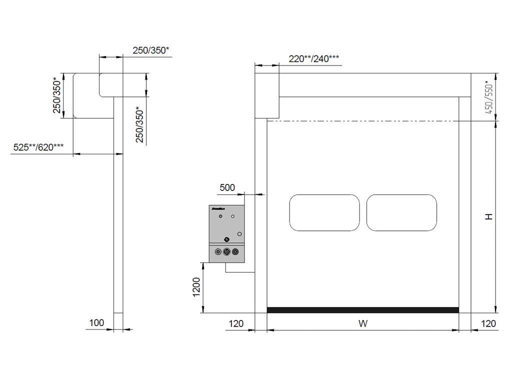 Old tomondan haydovchiga ega darvozaning umumiy ko'rinishi (oldingi chap / old o'ng).
